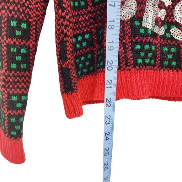 Women's Ugly Christmas Holiday Sweater Santa's Bestie Santa & Rudolph Size M - Picture 7 of 15